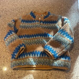 Roolee Men's Blue and Tan Crewneck Sweater